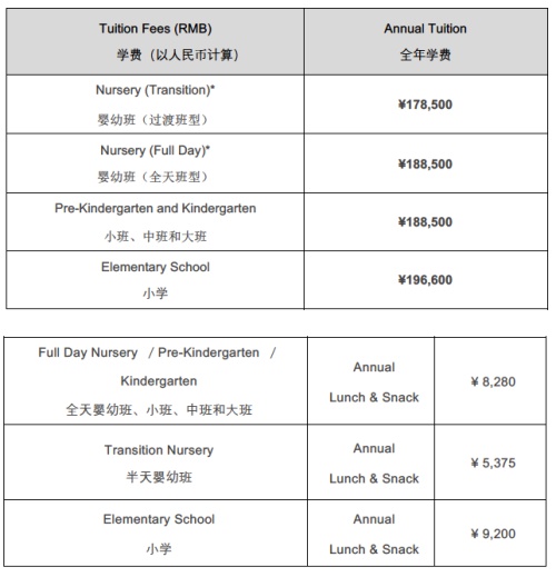 北京3e国际学校国际幼儿园收费标准图